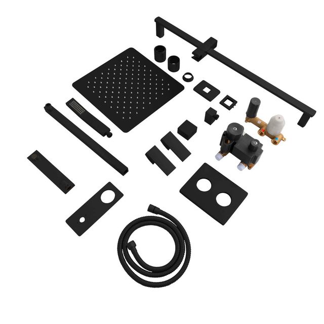ZLINE Autograph Edition Bliss Matte Black Shower System with 12" Oversized Shower Head-2