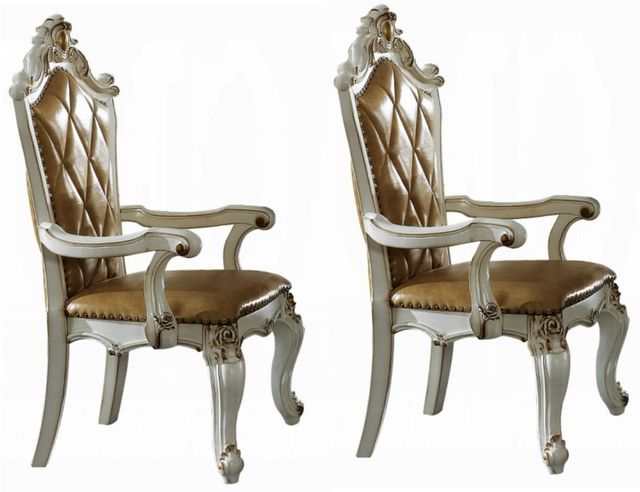 ACME Furniture Picardy 2-Piece Antique Pearl/Butterscotch Arm Chair Set-0