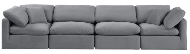 Meridian Furniture Indulge 4-Piece Gray Modular Velvet Sofa-1