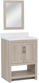 Linon Barkley 3-Piece Sandstone 25" Sink Vanity Mirror with Floor Cabinet Set-3