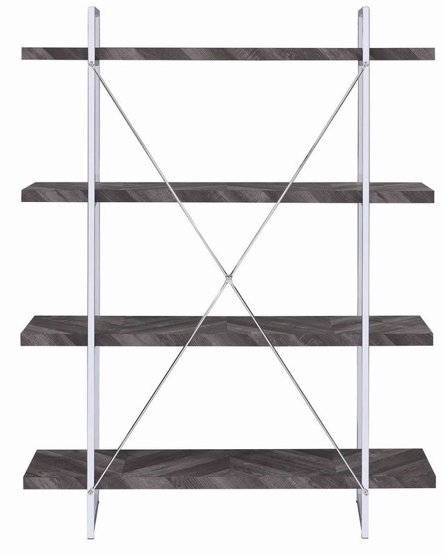 Coaster® Grimma Rustic Grey Herringbone 4-Shelf Bookcase-3