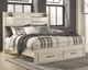 Signature Design by Ashley® Cambeck Whitewash King Panel Bed with 2 Storage Drawers-4