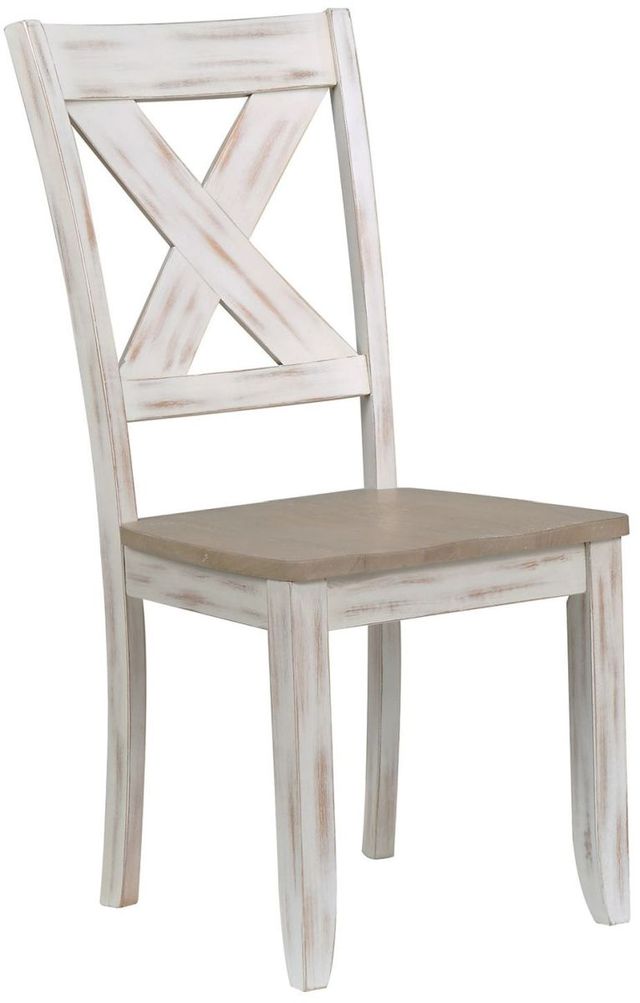 Winners Only® Prescott Brown/White X-Back Dining Side Chair-0