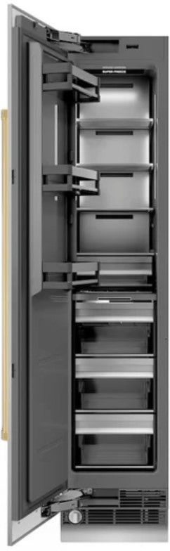 ZLINE Autograph Edition 18 in. 8.6 Cu. Ft. Left Hinge Column Freezer in Stainless Steel with Graphite Gray Interior and Polished Gold Accents-1