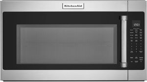 KitchenAid® 2.0 Cu. Ft. Stainless Steel Over The Range Microwave Front view of the KitchenAid® 2.0 Cu. Ft. Stainless Steel Over The Range Microwave