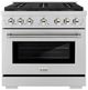 ZLINE Paramount 36" 5.2 cu. ft. Stainless Steel Paramount Dual Fuel Range with 6 Burner DuoPro™ Cooktop and Electric Convection Oven and Polished Nickel Helix Handle and Accents-0