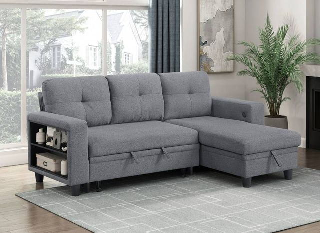 Homelegance® Robinson 3-Piece Gray Sectional with Reversible Chaise-1