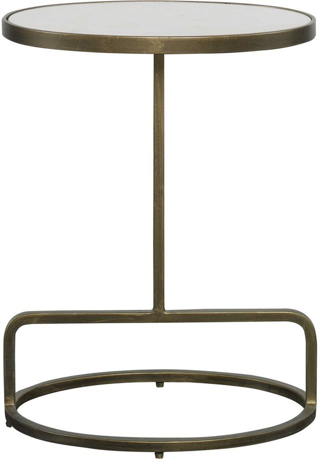 Uttermost® Jessenia White Accent Table with Antiqued Brushed Gold Base-3