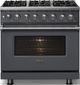 Viking® 5 Series 36" Cast Black Pro Style Dual Fuel (NG) Range with Polished Chrome Trim-2