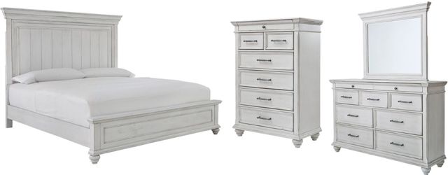 Benchcraft® Kanwyn 4-Piece Whitewash Queen Panel Bed Set-0
