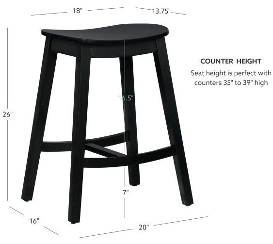 Linon Cappy 2-Piece Black Counter Stool Set-2