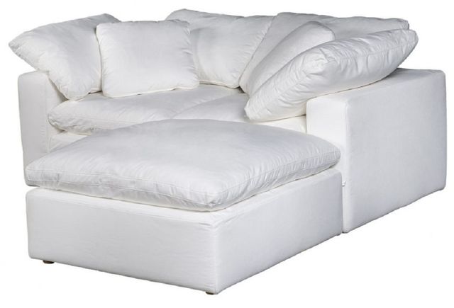 Moe's Home Collection Terra Condo Nook 3-Piece Cream White L-Shaped Modular Sectional and Ottoman-2