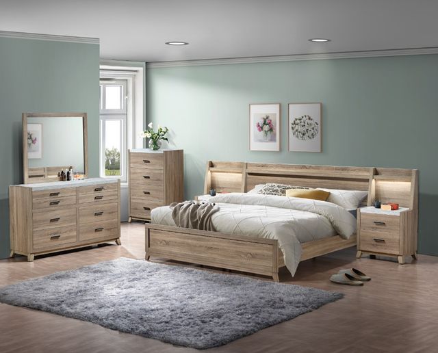 Crown Mark Tilston Natural Queen Panel Bed-1