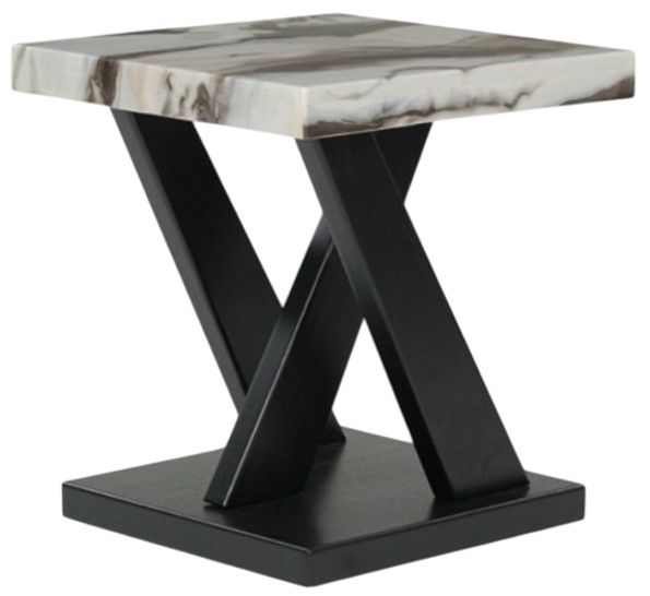 Signature Design by Ashley® Cendill 3-Piece Dark Brown/White Occasional Table with Black Base Set-3