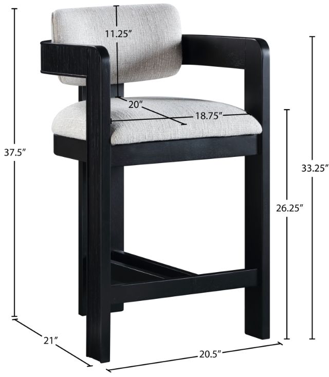 Meridian Furniture Sacha Gray Upholstered Counter Stool-2