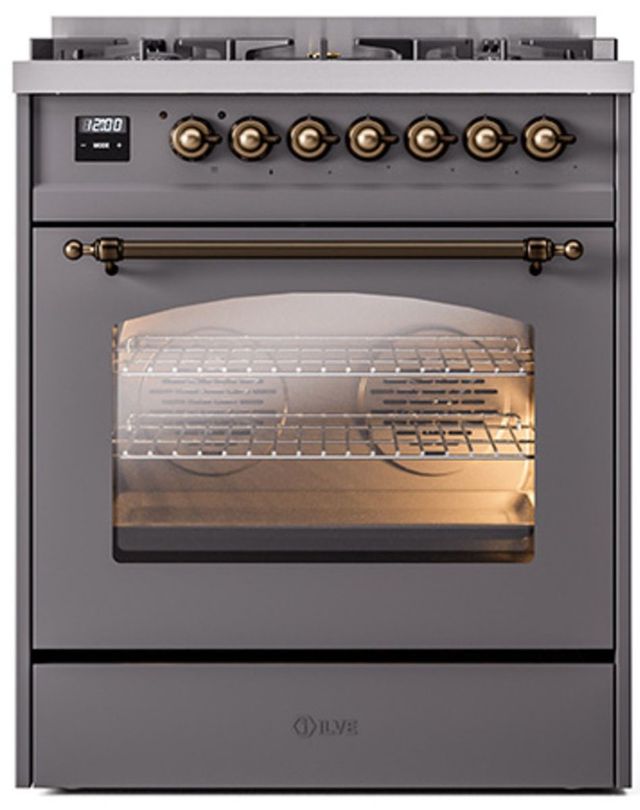 Ilve® Nostalgie II Series 30" Graphite Matte Pro Style Dual Fuel Range-2