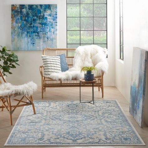 Nourison Home™ Elation Ivory Blue 5'x7' Area Rug-1