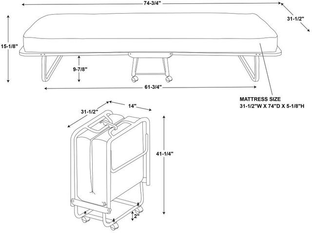 Linon Torino Folding Bed with Mattress-2