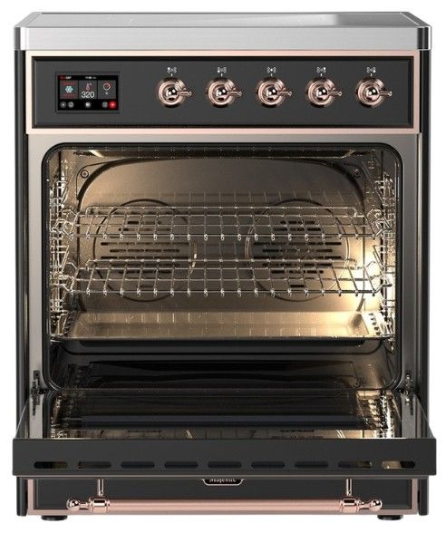 Ilve® Majestic III 30" Graphite Matte Pro Style Induction Range with Solid Door and Copper Trim-1