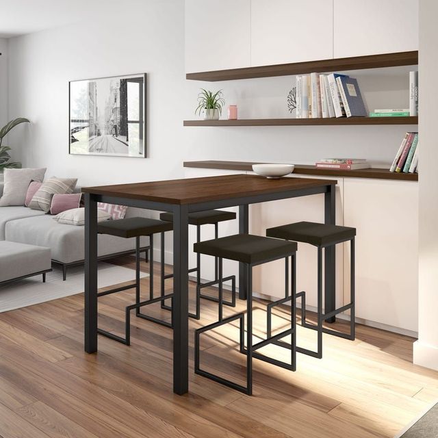 Amisco Customizable Azilis Walnut Veneer Counter Height Table-3