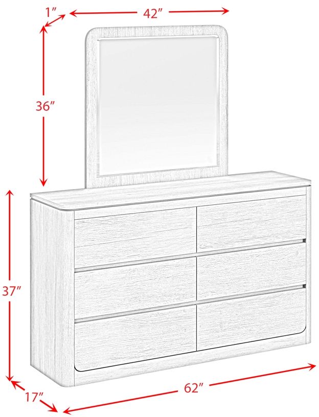 Elements International Rosalie 2-Piece Black Dresser and Mirror Set-2