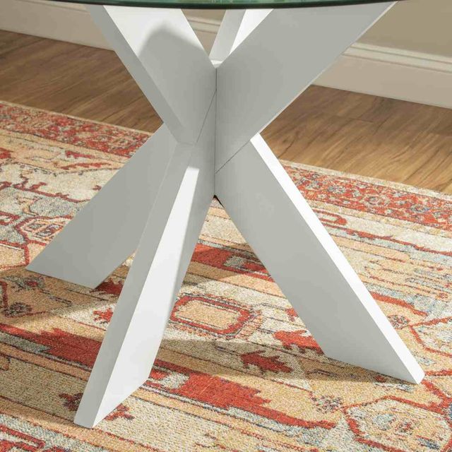 Powell® Adler Glass Top X-Base Dining Table with White Base-4