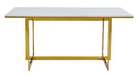 Mazin Furniture Althea White Dining Table with Gold Base-1