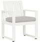 Sunset West Newport Satin White Aluminum Outdoor Dining Arm Chair with Cast Silver Cushion-0