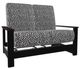 Telescope Casual Leeward Agra Classic/Black Fabric/Polymer Outdoor MGP Cushion Hidden Motion Loveseat with Chestnut Rustic Polymer Arms-0