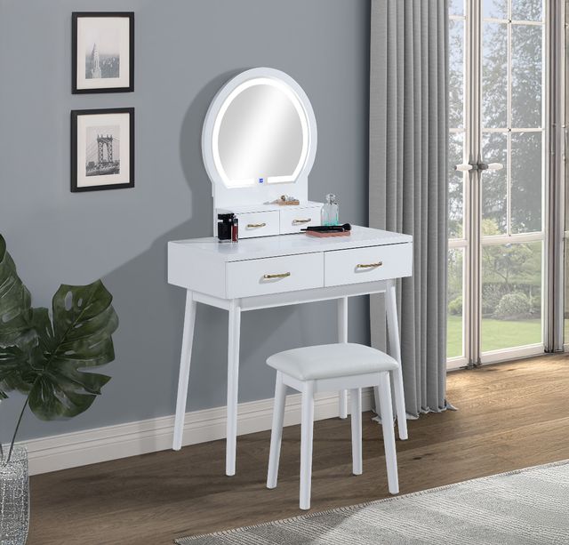 Crown Mark Cecilia 3-Piece White Vanity Set-1