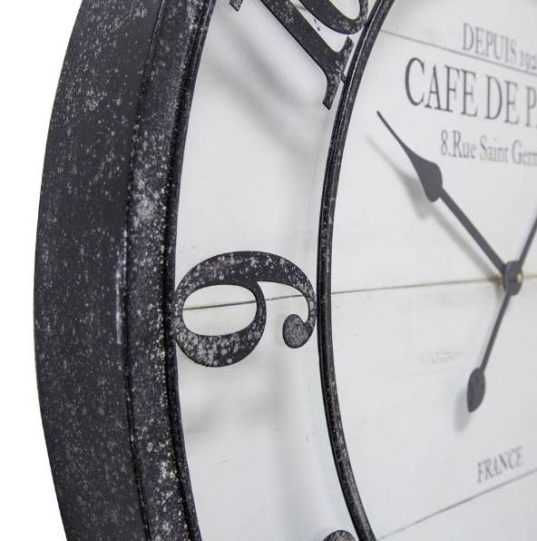 YHD Cafe De Paris Black/White Shiplap Wall Clock-2