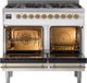 Ilve® Nostalgie II 40" White Pro Style Dual Fuel Range with Brass Trim-1