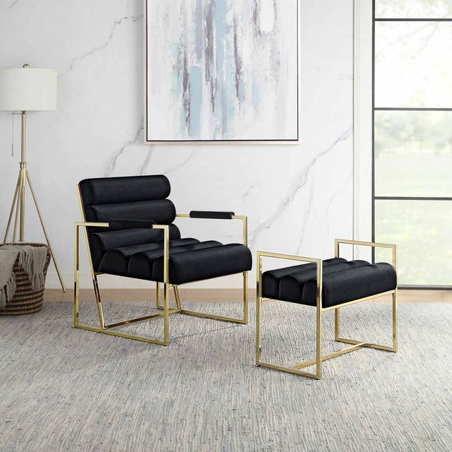 Mazin Furniture Juno Black Ottoman-2