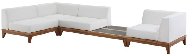 Meridian Furniture Rio 4-Piece Off-White Acacia/Fabric 125" Outdoor Patio Modular Sectional-0