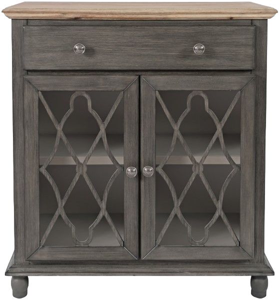 Jofran Inc. Aurora Hills Bisque/Brushed Gray 2-Door Accent Chest-1