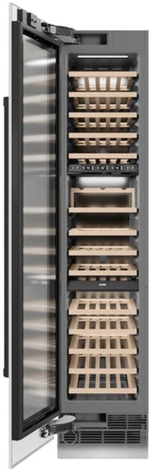 ZLINE Autograph Edition 18" 9.0 Cu. Ft. Triple Zone 68 Bottle Left Hinge Column Wine Cooler in White Matte with Matte Black Accents-1