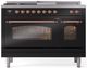 Ilve® Nostalgie II Series 48" Glossy Black Pro Style Dual Fuel Range-0