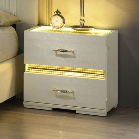 Furniture of America® Lucida Beige Nightstand-2