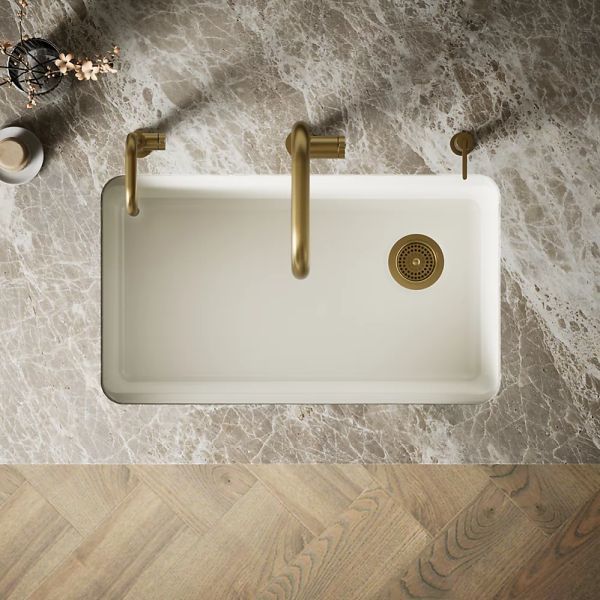 KOHLER® Riverby® Biscuit 33" Undermount Single-Bowl Workstation Kitchen Sink-2