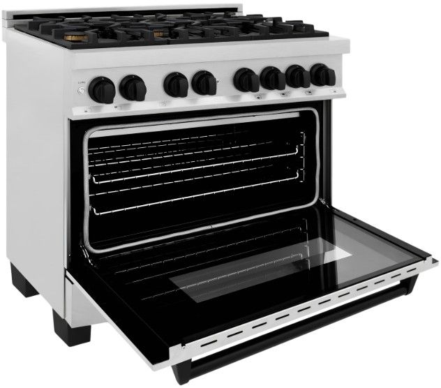 ZLINE Autograph Edition Legacy 36" Satin Stainless Steel Pro Style Dual Fuel Range with Matte Black Accents-2