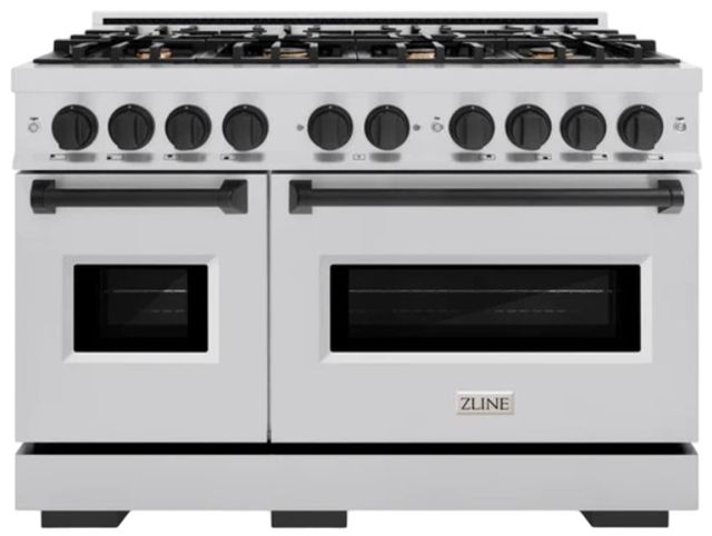 ZLINE Classic Autograph Edition 48" Stainless Steel Pro Style Gas Range with Matte Black Accents-0