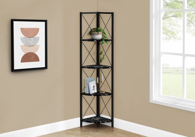 Monarch Specialties Inc. Black/Black Marble Bookcase-2