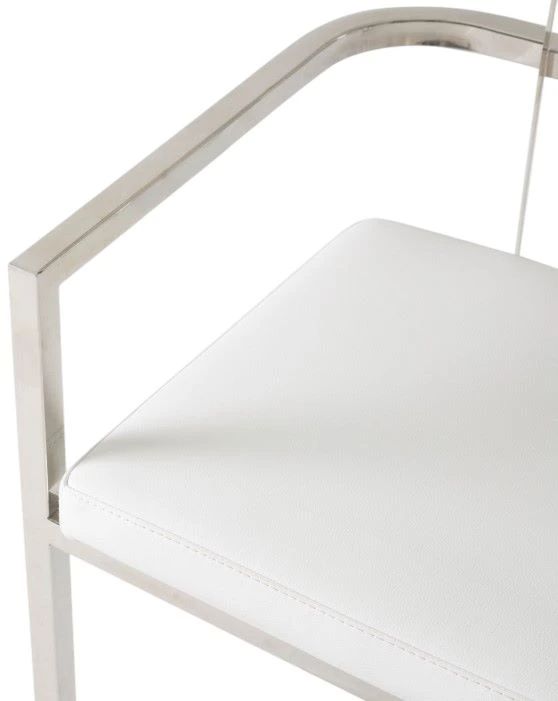 Michael Amini® State St. Stainless Steel/White Arm Chair-2