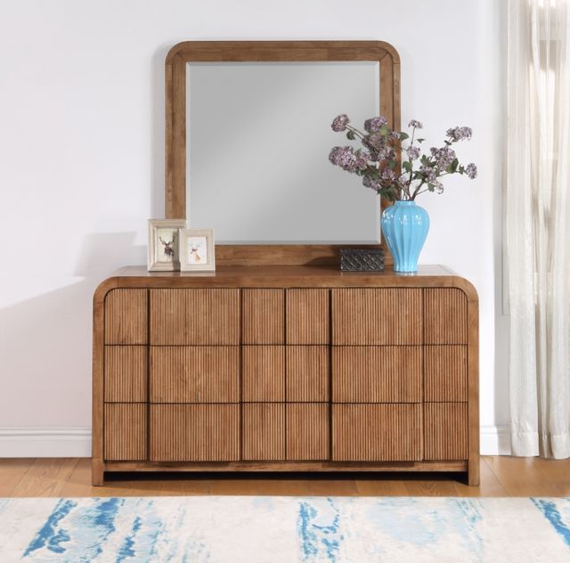 Meridian Furniture Fluted Walnut Mirror-4