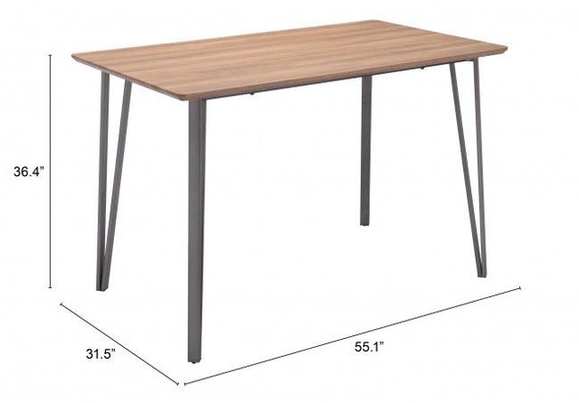 Zuo® Modern Doubs Brown Counter Table with Silver Metal Base-3