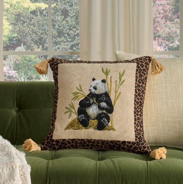 Nourison Home™ Mina Victory Vintage Pillow Beige Panda 20"x20" Throw Pillow-3