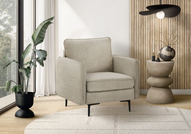Monarch Specialties Inc. Beige 32" Accent Chair with Black Metal Legs-1