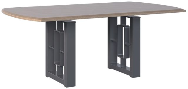 Country View Woodworking Customizable Laurel 42" Wormy Maple Top Dining Table with 2-Leaves and Brown Maple Metal Base-0