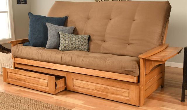 Kodiak Furniture Phoenix Suede Peat/Butternut Queen Futon with Mattress and Storage Drawers-1