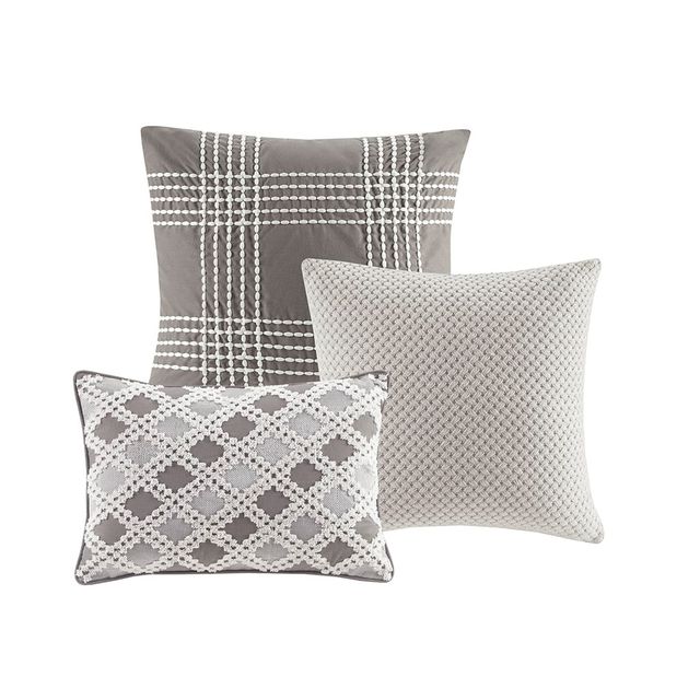 Olliix by Madison Park Signature Essence Gray Queen Cotton Jacquard Comforter Set-1